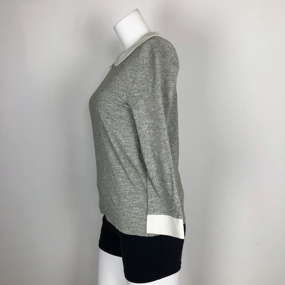 J.Crew Factory Peter Pan Collar Tee Gray Top - Picture 6 of 8